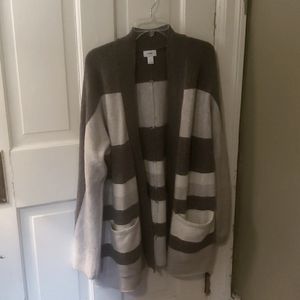 Brown Creme Netural Striped Long Cardigan